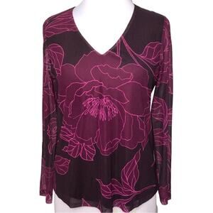 Les Serein Stitch Fix Floral V-neck Mesh Top Small NWT